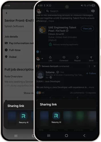 LinkedIn Integration and job sharing